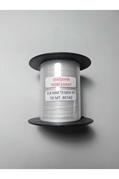 Eskişehir hobi sanat 0,8 mm 50 μέτρα κορδόνι χάντρες προσευχής Λευκό χρώμα