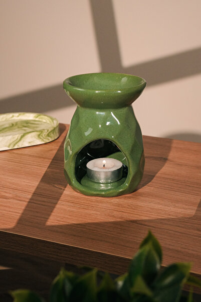 Love Bundles Ananas Desenli Yeşil Seramik El Yapımı Buhurdanlık | Mumluk | De...