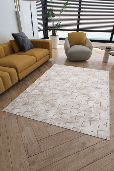 AYYILDIZ Kahverengi Mercedes Desenli Dijital Baskılı Makine Halısı