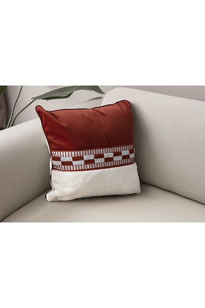 SWITA Husă de pernă cu design special decorativ, brodat cu pene de iepure și pumn