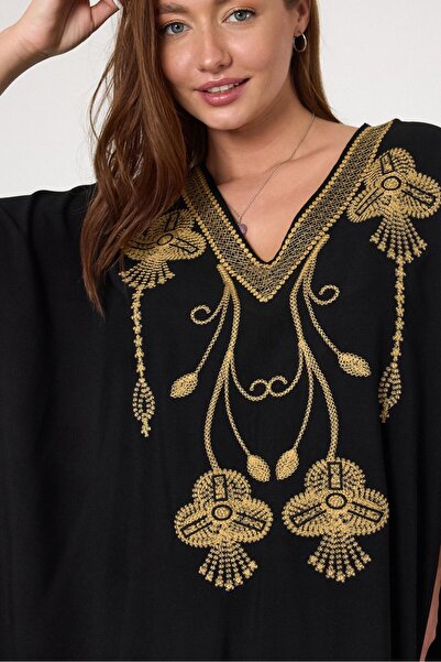 AGORATEKSTİL Rochie casual brodata cu decolteu in V din tesatura de viscoză