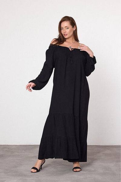 AGORATEKSTİL Women's Viscose Fabric Madonna Collar Dress