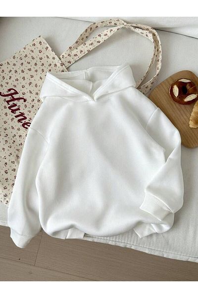 Afternoon Kids Girl's Hooded'Cherry' Back Printed White Sweatshirt