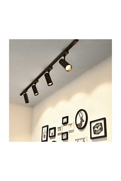 Bs Light Siyah Kasa Ve Ilık Beyaz (4000k) 4 Adet 360 Derece Dönen Led Ray Spo...