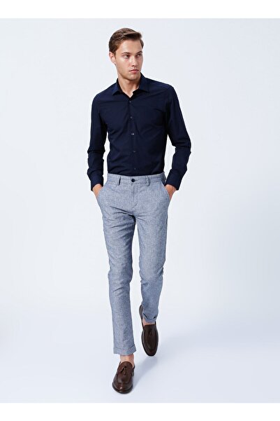 ALTINYILDIZ CLASSICS Erkek Koyu Lacivert Tailored Slim Fit Dar Kesim Gömlek