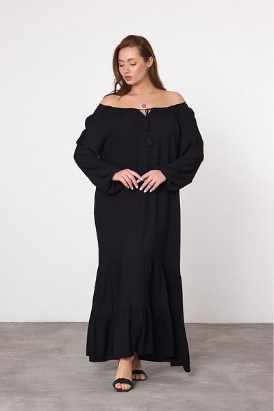 AGORATEKSTİL Women's Viscose Fabric Madonna Collar Dress