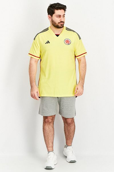 adidas Men Sportswear Fit Columbia 22 Home Authentic Football Jersey, Yellow/red/black