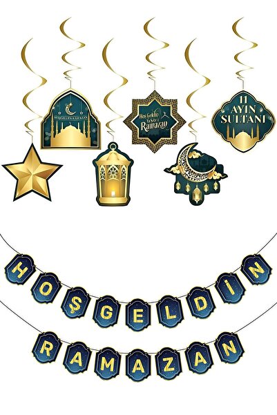 Mashotrend Ramazan Banner Seti Gece Yıldız Baskılı Hoşgeldin Ramazan Banner -...