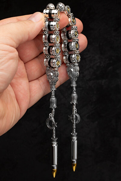 OTTOTESBİH Sertifikalı Orijinal Mermi Tasarım 110Gr 925 Ayar Gümüş Tespih Zaza Tespih