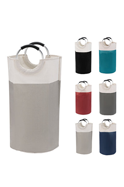 Lawazim سلة غسيل مقاومة للماء بمقابض من الألومنيوم المحمية بالرغوة - زرقاء - قابلة للطي بسعة 82 لترًا