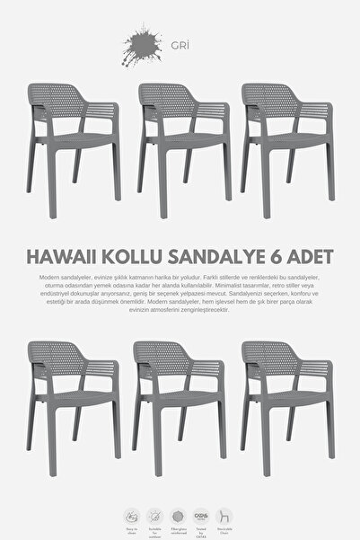 Daim Plastik Hawaii Kollu Bahçe Sandalyesi 6ll Set