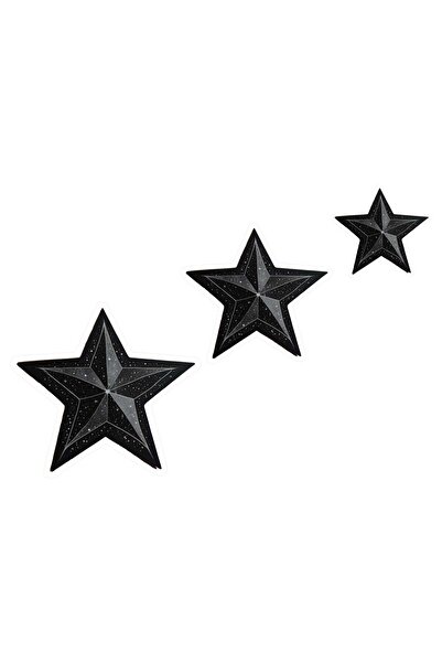 Altınuç Art Design 15x10 cm Siyah Yıldızlar Sticker Laptop Kask Araba Motor D...