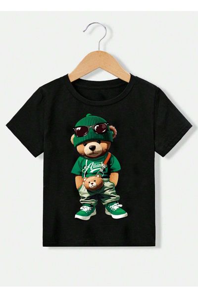OTNICKA Tricou negru imprimat cu design special pentru copii