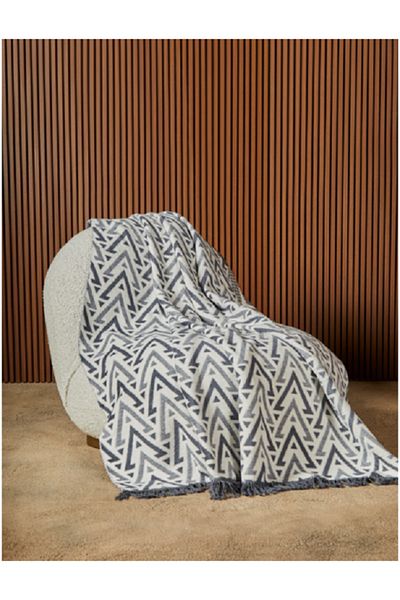 Sesli Gray Acrylic Double Blanket 200X230 cm