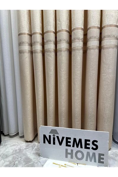 NİVEMESHOME Nivemeshome V-101 Cream Tight Pleated Drop Background Curtain - Apm ft 614337   1/3