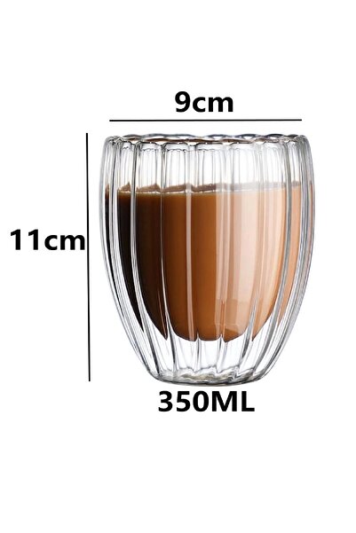 Rosemor 6-Piece Double Walled Twisted Crystal Glass Cup Tea Milk Coffee Cup Hot