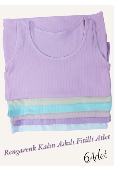 BENDEHEPSİ Set de 6 atlet-bendehepsi pentru fete, cu bretele groase și model ...