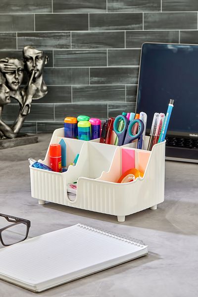 HopeWay Home Line 6' Compartment Multi-Purpose Desk Top Organizer Pen Holder - Jewelry - Makeup Organizer