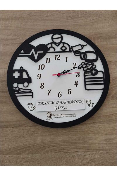 mrchediyesepeti Quality and Stylish Gift Wall Clock with Name Written on It, Special for Doctors (Doctor)