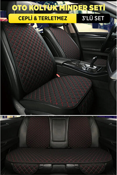 TEKNOCLUB طقم وسائد لمقعد السيارة مع جيب جلدي - غطاء حماية للمقعد (مجموعة كاملة)