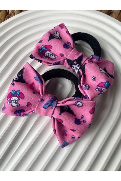 PABS Kuromi Ribbon Bow 2-Piece Rubber Buckle (Size 8X5Cm)