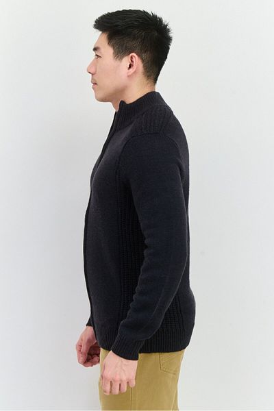 French Connection Men Mock Neck Crochet Sweater, Navy
