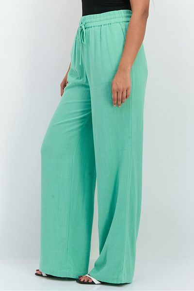 Selected Femme Women Regular Fit Wide Leg Textured Palazzo Pants, Absinthe Green