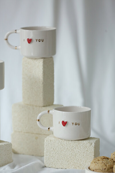 MERVEOKTAYSERAMİK El Yapımı I Love You Seramik Mug