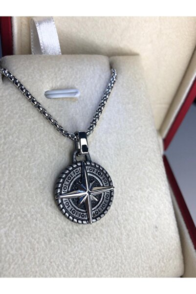 vogutima قلادة رجالية من الفولاذ - بوصلة بحار النجم الشمالي، قلادة للحبيب وال...