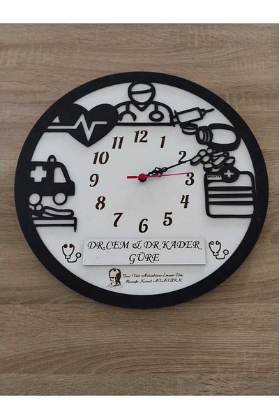 mrchediyesepeti Quality and Stylish Gift Wall Clock with Name Written on It, Special for Doctors (Doctor)