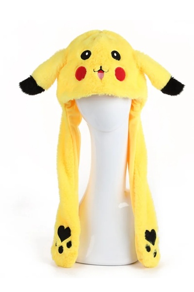 Meyra Accessories Pikachu Pikaçu Peluş Işıklı Kulakları Oynar Peluş Şapka Bere A Kalite Sevimli