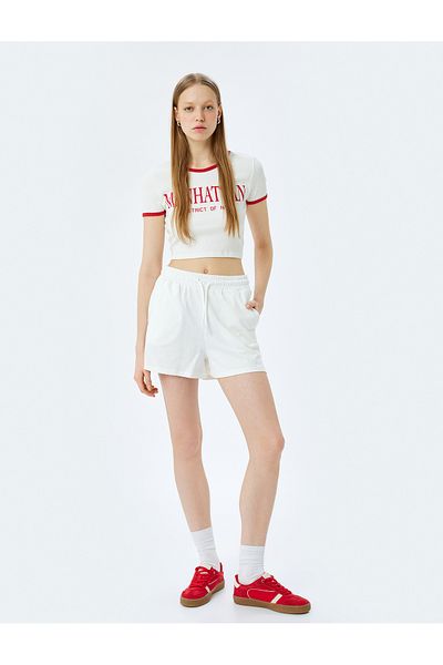 Koton Mini Shorts with Lace-Up Waist Pocket Detail