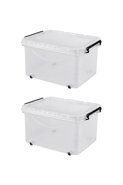 Lawazim Storage Box - 2 Piece, 32L, 49x35x28cm - Multi-Purpose Stackable Organizing Containers
