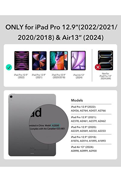 Fogy İpad Air 13 Inç M2/m3 Çipli 2025 Uyumlu Q Klavye Mag Touchpad Klavyeli Standlı Kılıf