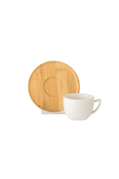 Dania Turkish Coffee Cup Set With Wooden Saucer 12 Pieces