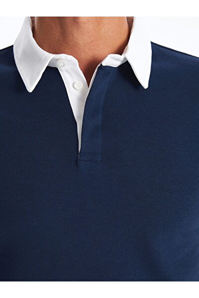 LC Waikiki Lcwaıkıkı Classic Indigo Polo Yaka Uzun Kollu Erkek Sweatshirt