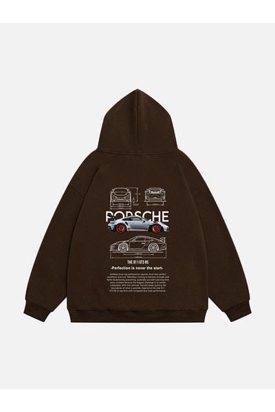 Mad&Calf Φούτερ Unisex Porsche GT3 με εμπριμέ κουκούλα Fleece Oversize