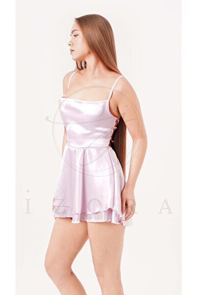 Harness Saten Volanlı Elbise