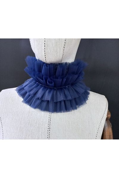 Qrsln Ibiza Cosplay&Party Neck Ruffles Navy Blue