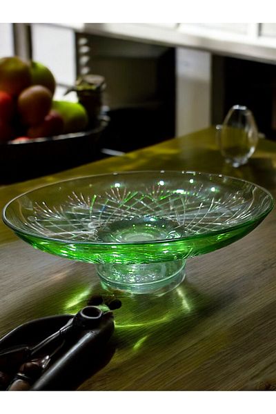 AYZ HOME Cut Crystal Glass Pedestal Fruit Bowl - Presentation Bowl