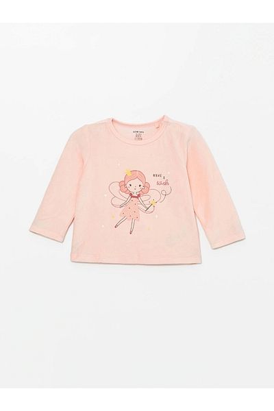 LC Waikiki Lcw Baby Pink Crew Neck Velvet Baby Girl Pajamas Set