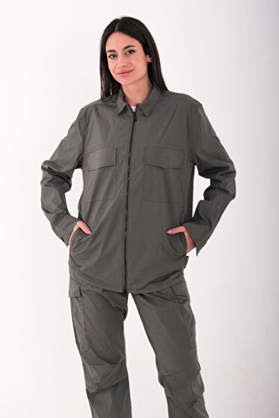 Blues Outlet Green Brand - Jachetă de ploaie pentru femei cu buzunare