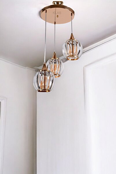 KORKMAZ KLAS KORKMAZ KLAS CAM AYDINLATMA TURYA 3LÜ SARKIT KRİSTAL MODERN LÜX ...