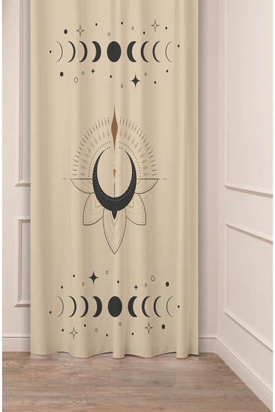 GREENDECOR Cortina de fundal elegantă bej cu model Mandala boemă - Star Nur L...