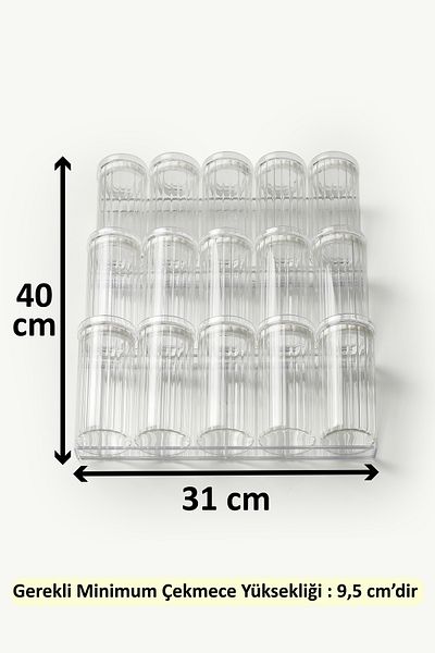 color house 15 Pieces 280 ml Clear Jar - Glass Spice Rack Organizer Stand with Stop Z310 (White)