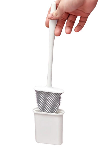 Mode Cool Perie de curățare a scaunului de toaletă din silicon pentru baie și suport adeziv Perie de toaletă îndoibilă