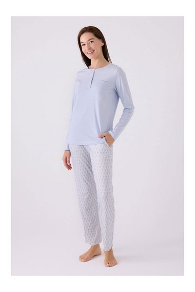 Pierre Cardin Set pijamale duble pentru femei cu licență albastră - cu guler cu nasturi WVT.O.L.8E4T