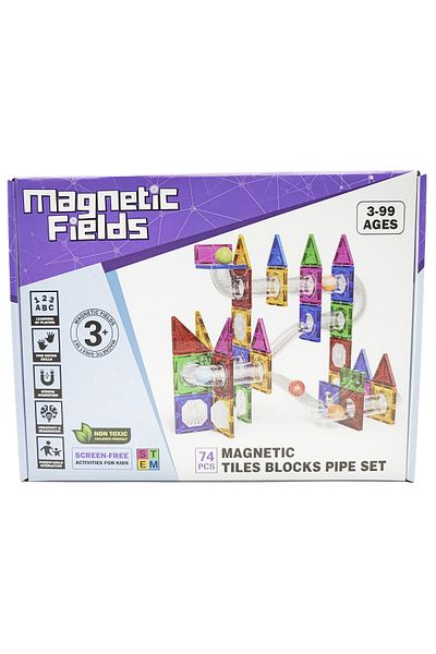 Magnetic Fields Magnetic Tiles Blocks Pipe set  -74 Pcs