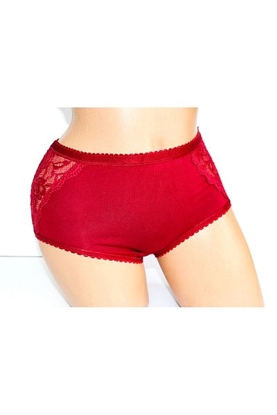 Flex 3 Pieces Girl's Red Small Size Luxury Lace Panties - Waiter Size Xs/S Modal Fabric