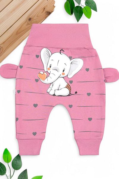 Egelite 2-Piece Baby Set with Ears Elephant Print for Newborn Baby Girl - 0-3-6-9-12 Months Single Bottom-Pants-Leggings